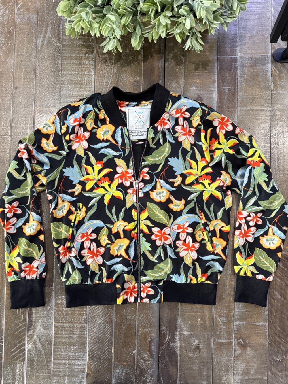 Angel Kiss Los Angeles Floral Bomber Jacket - Size Medium